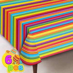 JOYIN 6 pcs Cinco De Mayo Printed Plastic Tablecover w/Multi Color Style (54 x 108 INCHES) for Fiesta, Taco Night, Birthday, and Mexican Themed Party