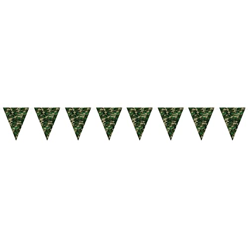 Beistle Camo Pennant Banner Party Supplies, 11" x 12', Multicolored,50709