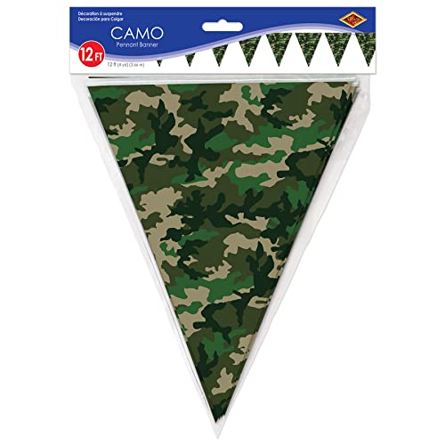 Beistle Camo Pennant Banner Party Supplies, 11" x 12', Multicolored,50709