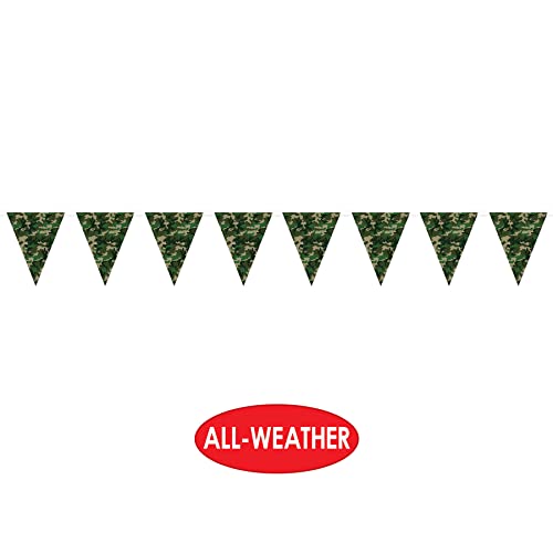 Beistle Camo Pennant Banner Party Supplies, 11" x 12', Multicolored,50709