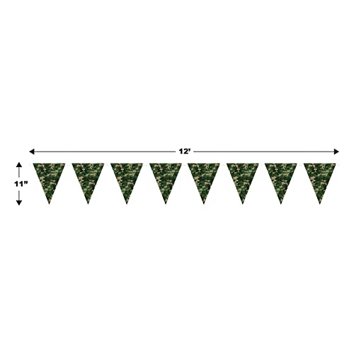 Beistle Camo Pennant Banner Party Supplies, 11" x 12', Multicolored,50709