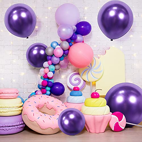 6 Pieces 36/ 18 Inch Giant Metallic Balloons Extra Large Latex Jumbo Chrome Balloons for Birthday Wedding Baby Shower Valentine's Day Party Decoration (Purple,18 Inch)