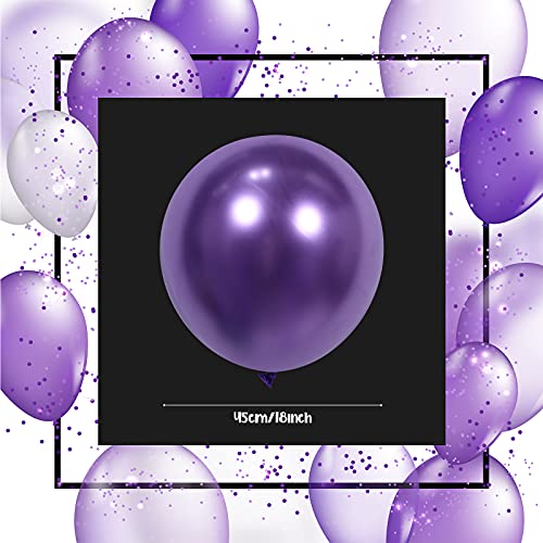 6 Pieces 36/ 18 Inch Giant Metallic Balloons Extra Large Latex Jumbo Chrome Balloons for Birthday Wedding Baby Shower Valentine's Day Party Decoration (Purple,18 Inch)