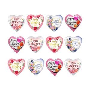 20pcs happy mother’s day heart balloons foil love you mom balloons for mother’s day mom birthday party decorations (random styles)