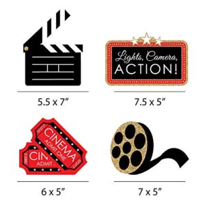 Big Dot of Happiness Red Carpet Hollywood - Clapboard, Movie Tickets and Film Reel Decorations DIY Movie Night Party Essentials - Set of 20
