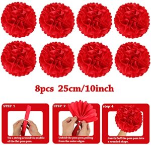 70pcs Valentines Day Red Hanging Paper Fans Decorations - Wedding Bachelorette Party Barbecue Birthday Party Holidays Picnic Circus Carnival New Years Valentines Day Party Photo Booth Backdrops Decorations