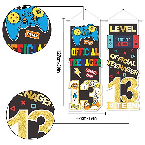 PAKBOOM Official Teenager Thirteen Birthday Game Door Banner Happy 13th Birthday Hanging Yard Porch Sign 13 Years Old Party Decorations Supplies