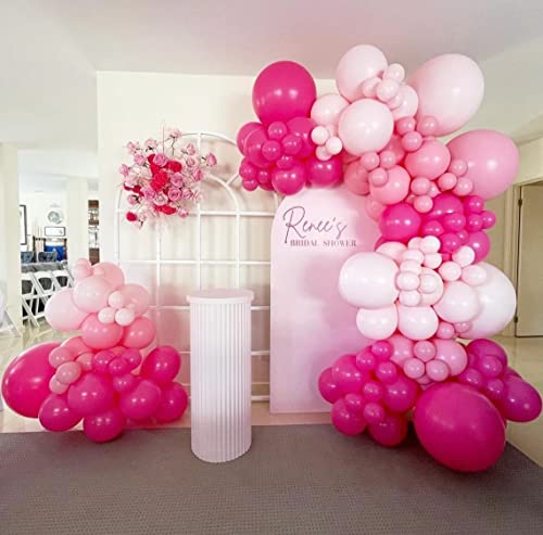 BALONAR 140Pcs Disco Cowgirl Pink Balloons Arch Garland Kit with 22/12/10/5inch Hot Pink Silver Cow Print Farm Animal Balloons for Girl Birthday Party Baby Shower Bridal Shower Wedding Supplies (Pink)