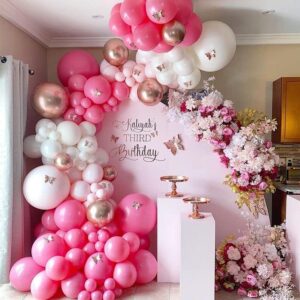BALONAR 140Pcs Disco Cowgirl Pink Balloons Arch Garland Kit with 22/12/10/5inch Hot Pink Silver Cow Print Farm Animal Balloons for Girl Birthday Party Baby Shower Bridal Shower Wedding Supplies (Pink)