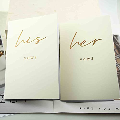 happylain Ivory Wedding Vow Books His and Hers - 4 x 6 inches Wedding Officiant Books for Newly Couples