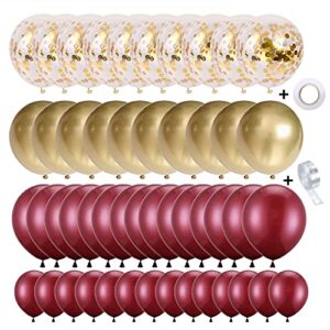 burgundy and gold balloons garland 127 pcs confetti metallic pastel latex balloons kit for baby shower birthday christmas graduation or friend & family party decorations.