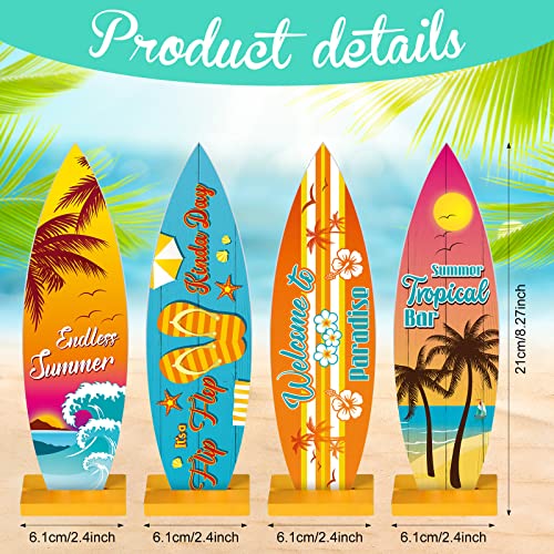 4 Pieces Surfboard Table Decorations Surfboard Beach Signs Welcome to Paradise Sign Tropical Bar Table Centerpieces Endless Summer Wood Sign Flip Flop Table Letters for Home Decor (8.27 x 2.4 Inch)