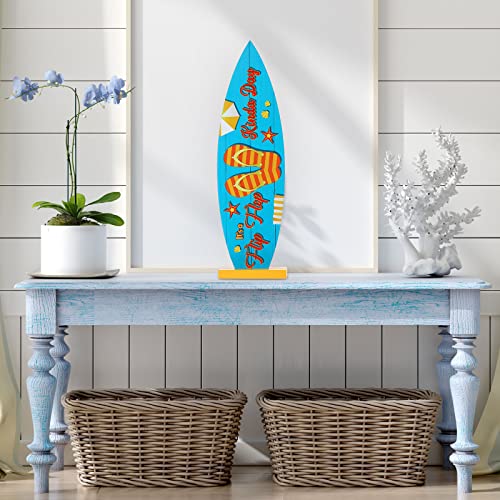 4 Pieces Surfboard Table Decorations Surfboard Beach Signs Welcome to Paradise Sign Tropical Bar Table Centerpieces Endless Summer Wood Sign Flip Flop Table Letters for Home Decor (8.27 x 2.4 Inch)