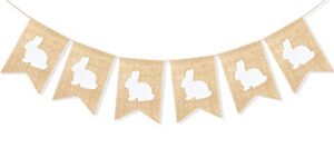 uniwish rabbit banner burlap easter decorations garland bunny bunting home decor for mantle fireplace rustic spring themed baby shower birthday party supplies