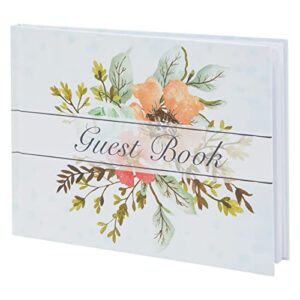 floral wedding guest book for reception, party, baby shower, birthday (8.3 x 6.25 in, 56 pages)