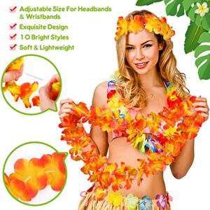 70 Counts Hawaiian Leis Bulk Luau Party Decorations Hawaiian Tropical Party Favors Lei for Adults Kids Hawaii Silk Flower Leis Necklaces Headbands Wristbands Hawaiian Luau Party Supplies Floral Leis