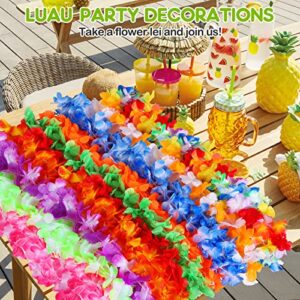 70 Counts Hawaiian Leis Bulk Luau Party Decorations Hawaiian Tropical Party Favors Lei for Adults Kids Hawaii Silk Flower Leis Necklaces Headbands Wristbands Hawaiian Luau Party Supplies Floral Leis