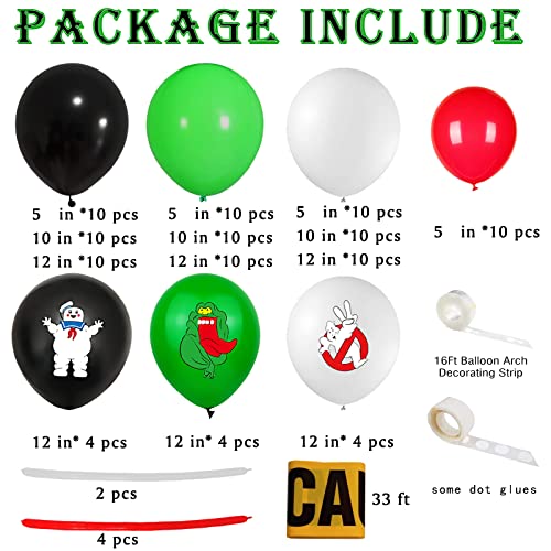 126 pcs Ghost Balloons Arch Garland Party Decoration Balloon Black Green White Red Balloon Movie Party Supplies for Ghost Theme Birthday Party Favors