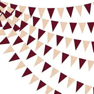 30 ft burgundy party decorations champagne gold burgundy triangle banner flag bunting pennant for engagement anniversary wedding bridal baby shower birthday bachelorette hen party decorations supplies