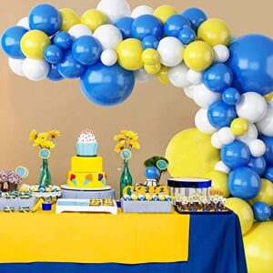 Blue Yellow Balloons, Rams Balloons Garland Kit, 78 Pack 3 Sizes 18 inch 10 inch 5inch Blue Yellow White Latex Balloons with 16FT Strip for Baby Shower Anniversary Birthday Wedding Graduation Office Party DIY Decoration