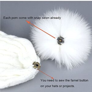 Pack of 6 Detachable Faux Fox Fur Pom Poms for Hats with Snap 4.3inch/11CM DIY Handmade Accessories (Hot Mix)