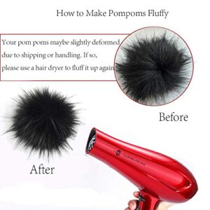 Pack of 6 Detachable Faux Fox Fur Pom Poms for Hats with Snap 4.3inch/11CM DIY Handmade Accessories (Hot Mix)