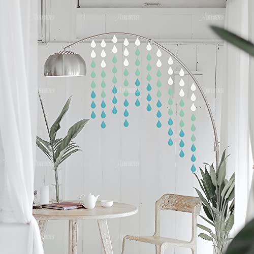 AUEAR, Raindrop Garland Blue Paper Hanging Raindrop for Decor (8 Pack)