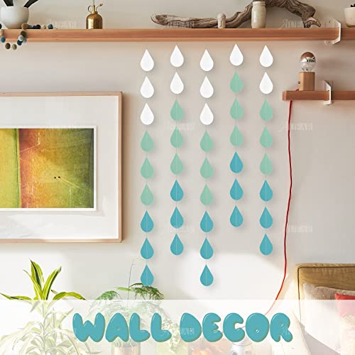 AUEAR, Raindrop Garland Blue Paper Hanging Raindrop for Decor (8 Pack)