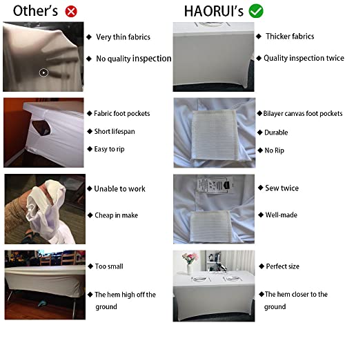 HAORUI 6pcs Stretch Tablecloth 6ft Spandex Table Cover for Craft Exhibitions Wedding Party Show (6ft White)