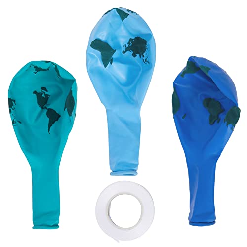 50 Pack Globe Balloons for Earth Day Decorations, Classroom Events, Around the World Party Supplies (12 In)