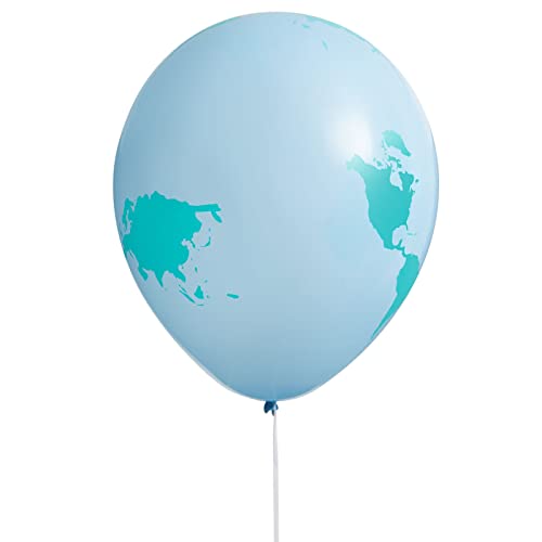 50 Pack Globe Balloons for Earth Day Decorations, Classroom Events, Around the World Party Supplies (12 In)