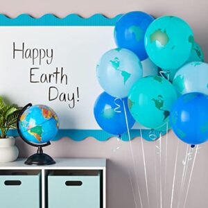 50 Pack Globe Balloons for Earth Day Decorations, Classroom Events, Around the World Party Supplies (12 In)