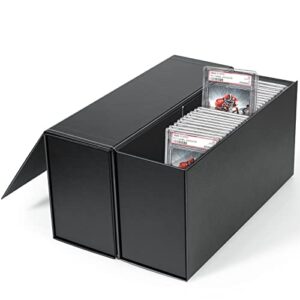 psa graded card storage box, psa graded card storage holder container toploader box – 2 pack