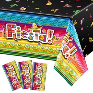 3 pieces fiesta theme party tablecloth, cinco de mayo party table covers mexican serape table runner cloth fiesta birthday party supplies for mexican fiesta party wedding decoration, 108 x 54 inch