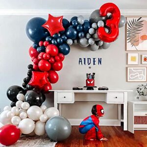 holipardy diy balloons arch garland kit,red black white blue and gray balloons 117 pieces latex balloons for baby shower wedding birthday graduation anniversary party background decoration…