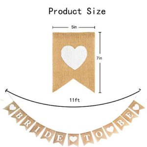 Bridal Shower Banner Decorations Burlap Bride to Be Sign Rustic Bunting Garland Backdrop for Bridal Shower Wedding Engagement Bachelorette Party Decor
