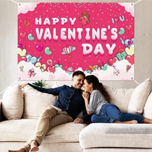 Valentine's Day Backdrop Banner Gatherfun Red Pink Love Heart Party Decorations Large Photography Background for Valentine's Day Party