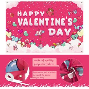 Valentine's Day Backdrop Banner Gatherfun Red Pink Love Heart Party Decorations Large Photography Background for Valentine's Day Party