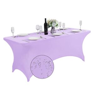 supero waterproof spandex table cover for 6ft table universal fitted stretch tablecloth for party, banquet, wedding and events-lavender