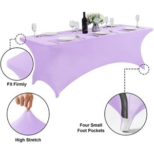 Supero Waterproof Spandex Table Cover for 6FT Table Universal Fitted Stretch Tablecloth for Party, Banquet, Wedding and Events-Lavender