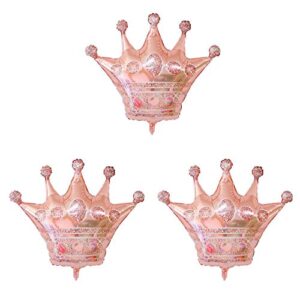 3pcs crown balloons foil helium mylar balloon rose gold,for birthday party decorations