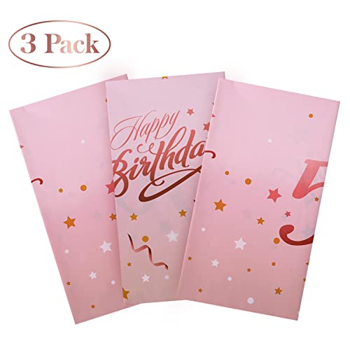 Happy 50th Birthday Tablecloth, 3 Pack 50 and Fabulous Rose Gold Plastic Table Cover for Rectangle Tables Women Fifty Birthday Party Decorations 54x108