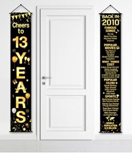thirteenth birthday decoration 2 pieces 13th birthday party decorations cheers to years banner party decorations welcome porch sign for years birthday supplies (13th-2010)
