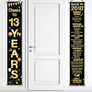Thirteenth Birthday Decoration 2 Pieces 13th Birthday Party Decorations Cheers to Years Banner Party Decorations Welcome Porch Sign for Years Birthday Supplies (13th-2010)