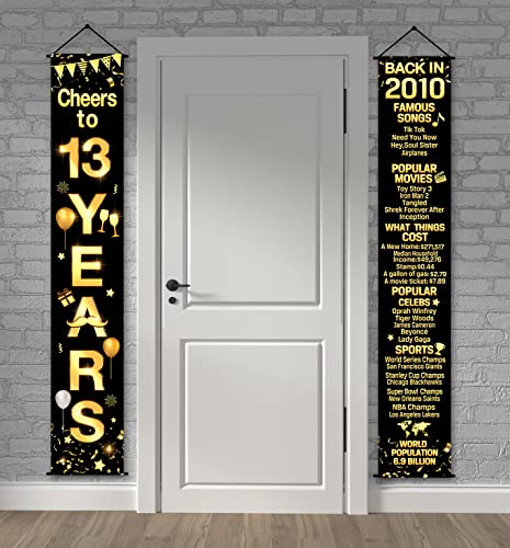 Thirteenth Birthday Decoration 2 Pieces 13th Birthday Party Decorations Cheers to Years Banner Party Decorations Welcome Porch Sign for Years Birthday Supplies (13th-2010)