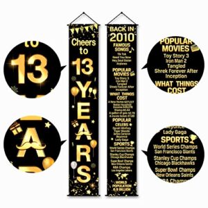 Thirteenth Birthday Decoration 2 Pieces 13th Birthday Party Decorations Cheers to Years Banner Party Decorations Welcome Porch Sign for Years Birthday Supplies (13th-2010)