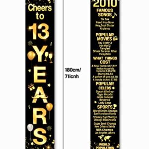 Thirteenth Birthday Decoration 2 Pieces 13th Birthday Party Decorations Cheers to Years Banner Party Decorations Welcome Porch Sign for Years Birthday Supplies (13th-2010)