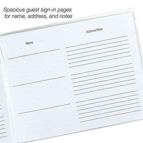 Samsill White Guest Book with Gold Foil - Guestbook Hardcover with Lines for Name, Address and Notes - 7" x 9" Wedding Guest Book / Registry Book - 120 Pages