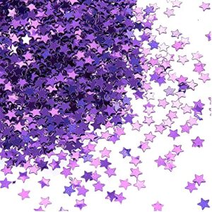 Star Confetti - Metallic Glitter Foil Confetti Star Sequins - Ideal for Balloons, Tables, Art Crafts, Wedding Festival Decor, Bachelorette Party Supplies, DIY Decorations - Purple, 0.1 Inches, 7-Ounce