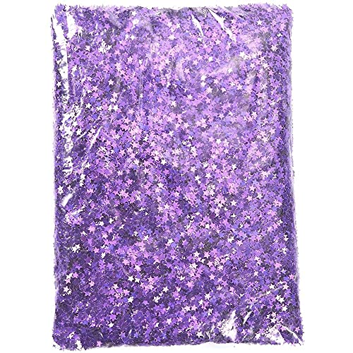 Star Confetti - Metallic Glitter Foil Confetti Star Sequins - Ideal for Balloons, Tables, Art Crafts, Wedding Festival Decor, Bachelorette Party Supplies, DIY Decorations - Purple, 0.1 Inches, 7-Ounce